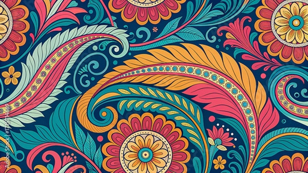 Fototapeta Abstract colorful seamless repeat, digital illustration, dynamic speed and beauty.