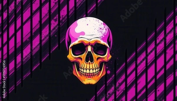 Obraz Neon Skull Graphic