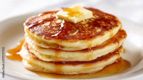 Fototapeta シロップとバターがとろけるふわふわパンケーキ