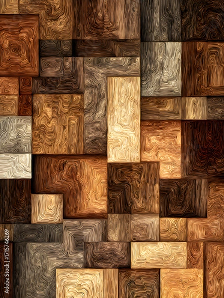Fototapeta Wood, wooden abstract background, texture or wallpaper. Neural network AI generated art