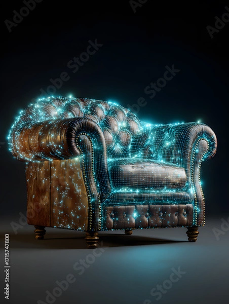 Fototapeta Futuristic sofa as part of the interior of an apartment. Neural network AI generated art