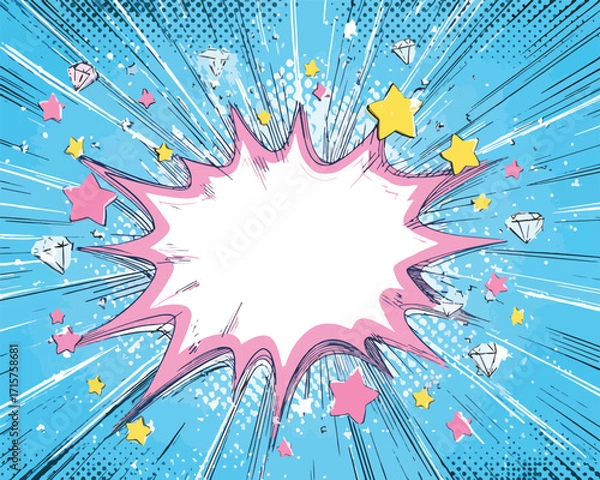 Fototapeta 만화 스타일 폭발 효과 배경