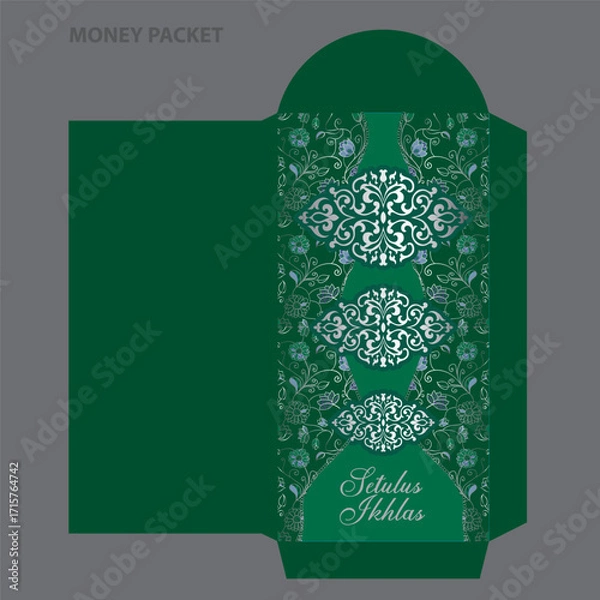 Obraz Eid Mubarak money packet "Malay" design concept vector with wording "Eid Mubarak".