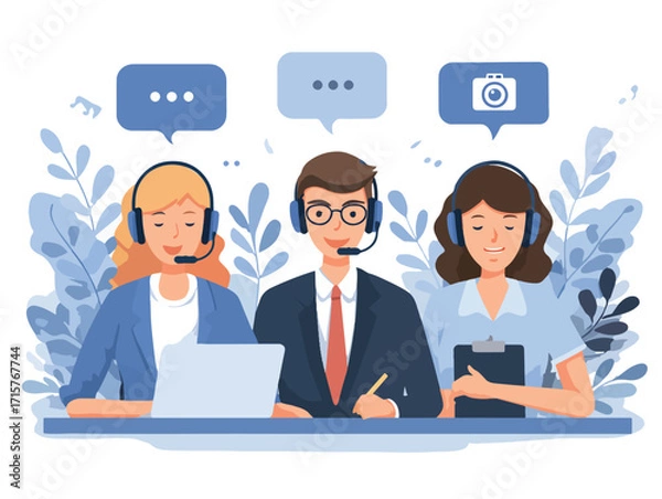 Fototapeta 벡터 스타일 고객 지원 팀 일러스트