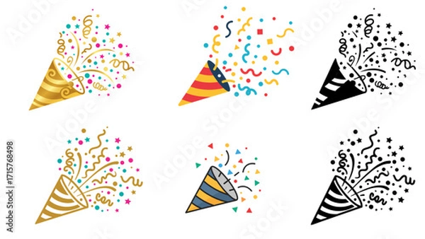 Fototapeta vector illustration of a set of confetti party colorfull geometric shapes 