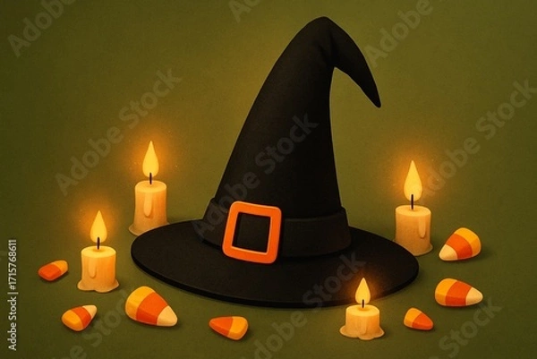 Obraz Halloween Invitation with Magical Hat Artwork