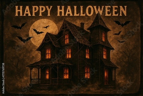 Obraz Rustic Halloween Invitation with Haunted House