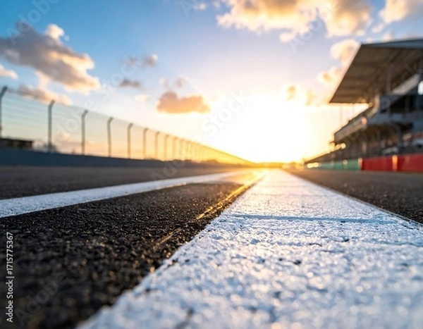 Obraz Racing track at sunset.  Perspective view