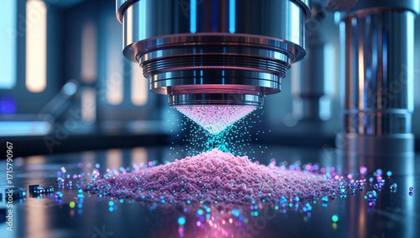 Fototapeta High tech microscope scanning colorful food particles