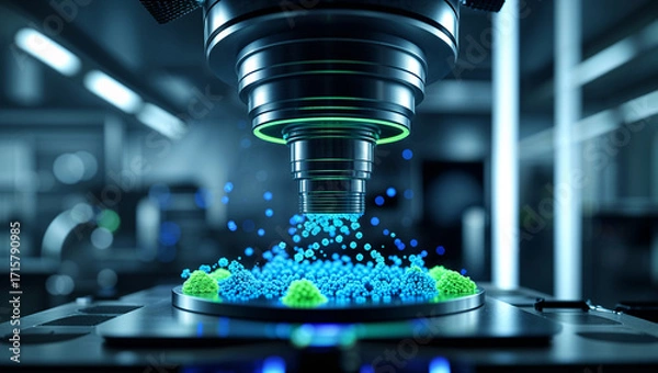 Fototapeta High tech microscope scanning colorful food particles