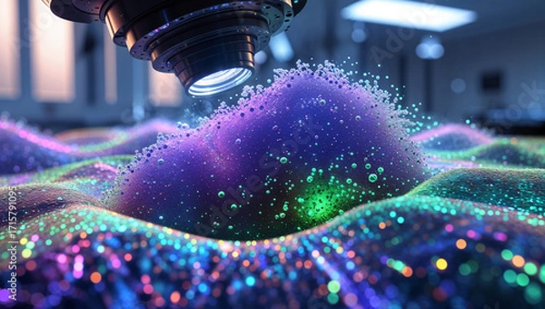Fototapeta High tech microscope scanning colorful food particles