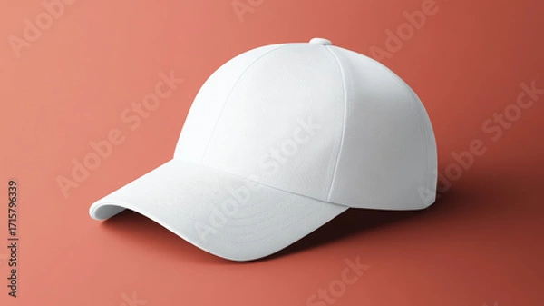Fototapeta White baseball cap front view mockup blank isolated simple clean fabric casual