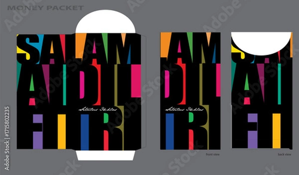 Obraz Eid Mubarak money packet typography design concept vector with wording "Salam Aidilfitri".