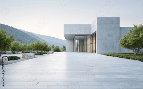 Fototapeta Minimalist modern architecture and spatial structure