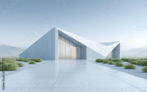 Fototapeta Minimalist modern architecture and spatial structure