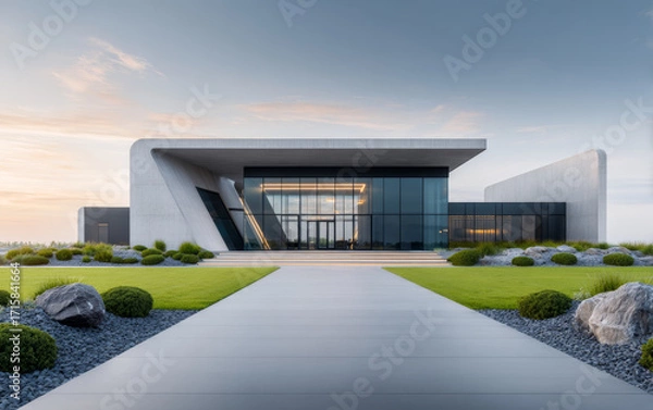 Fototapeta Minimalist modern architecture and spatial structure