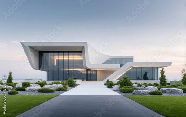 Fototapeta Minimalist modern architecture and spatial structure