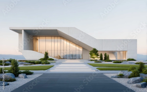 Fototapeta Minimalist modern architecture and spatial structure