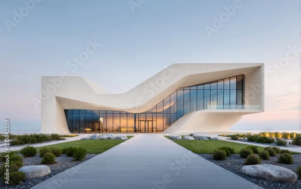 Fototapeta Minimalist modern architecture and spatial structure