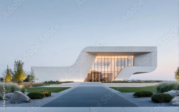 Fototapeta Minimalist modern architecture and spatial structure