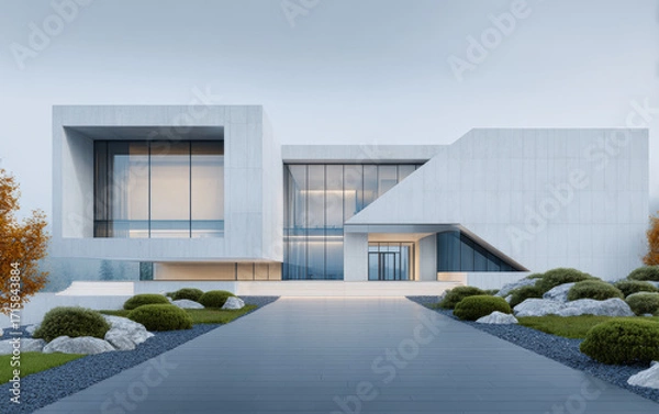 Fototapeta Minimalist modern architecture and spatial structure