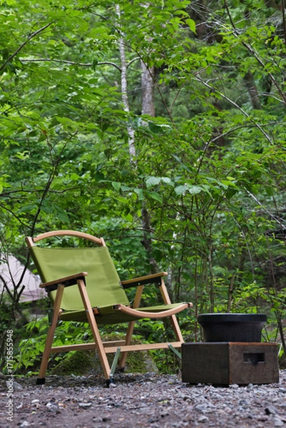Obraz アウトドアチェアと七輪