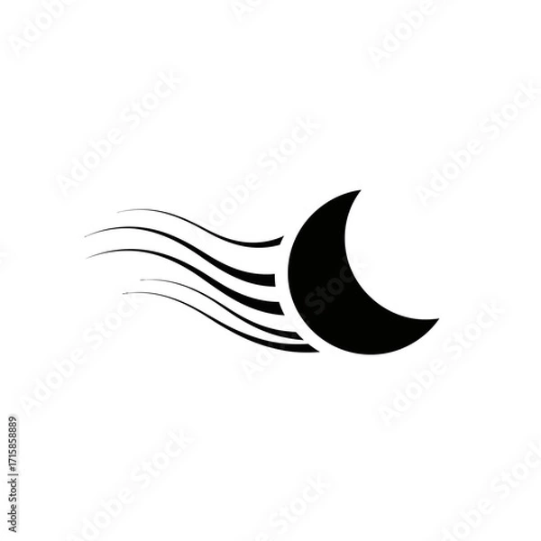 Obraz Stylized Crescent Moon with Abstract Wind Design