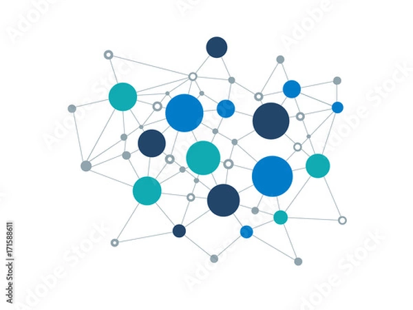 Fototapeta Business mechanism concept. Abstract background with connected gears and icons for strategy, service, analytics, research, seo, digital marketing, communicate concepts.