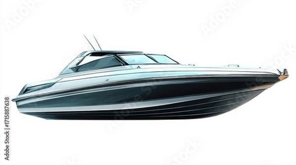Fototapeta Sleek and Modern Speedboat with a Stylish Design Perfect for Relaxation and Adventure on the Water in a Bright and Clean Background