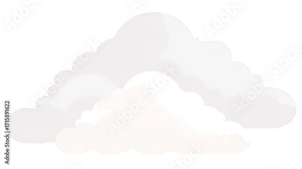 Fototapeta White Fluffy Clouds on Transparent Background