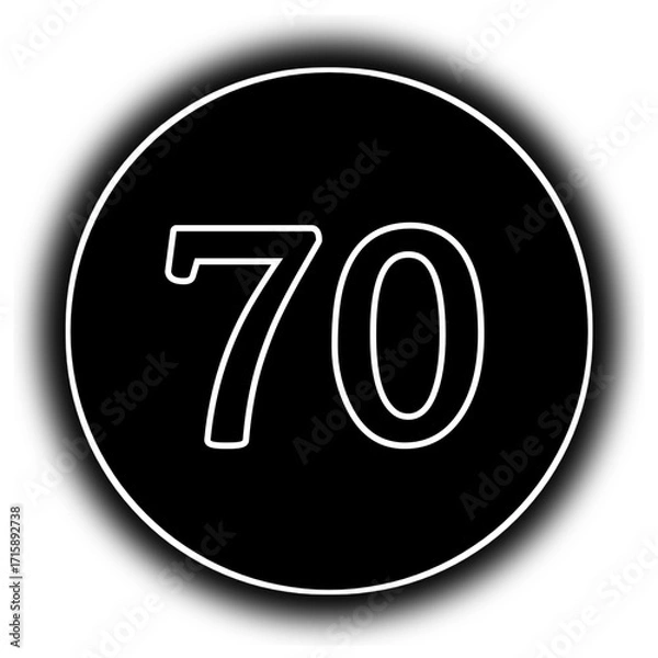 Fototapeta black and white round icon number 70