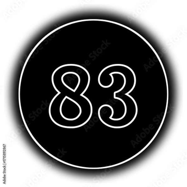 Fototapeta black and white round icon number 83