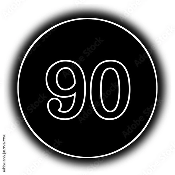 Obraz black and white round icon number 90