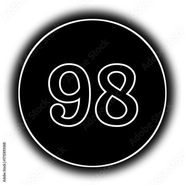 Fototapeta black and white round icon number 98