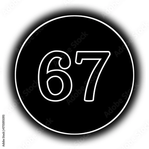 Fototapeta black and white round icon number 67