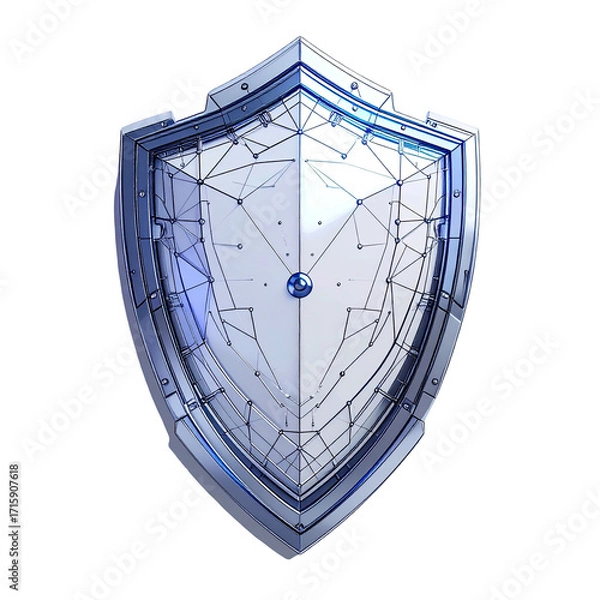 Fototapeta High-tech shield, metallic, polygonal design