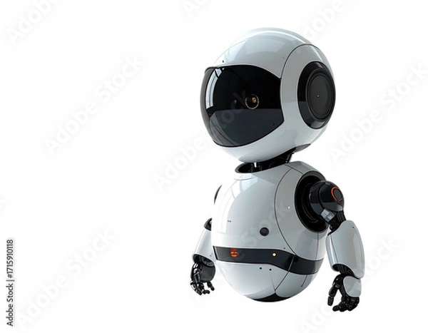 Fototapeta Small white robot with black features