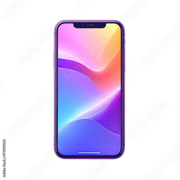 Fototapeta Modern phone with vibrant abstract waves