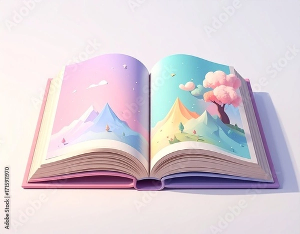 Fototapeta 開かれた本　イラスト　ファンタジー