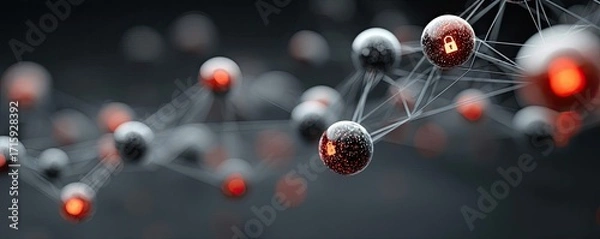 Fototapeta Cyber security and data protection strategy concept. Abstract representation of interconnected data networks.