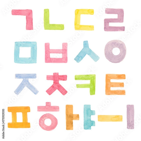 Obraz 알록달록 한글 자음 모음 세트