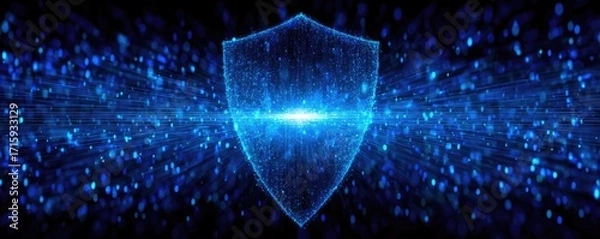 Fototapeta Cyber security and data protection strategy concept. Abstract digital shield representing security and protection.
