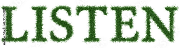 Fototapeta Listen - 3D rendering fresh Grass letters isolated on whhite background.