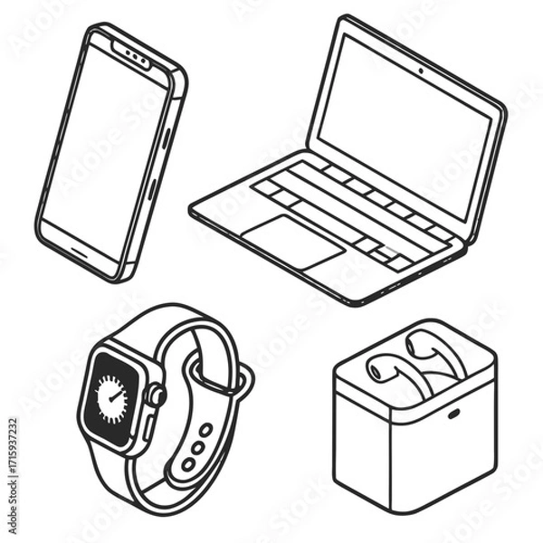 Fototapeta Technology Gadgets Icon Vectors (SVG) with Transparent Background