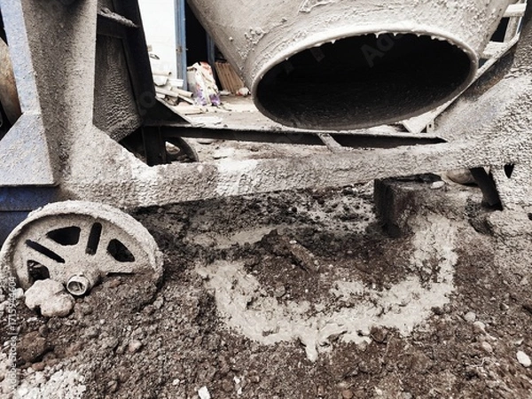 Fototapeta Construction Site with Cement Mixer in Operation