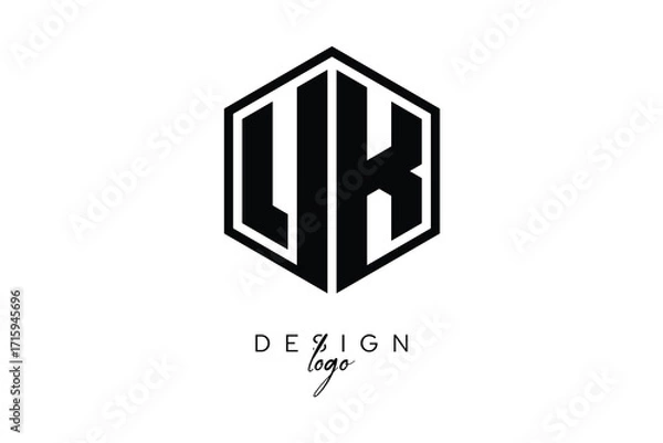 Fototapeta VK Polygon Monogram Logo – Modern Hexagon Shield Emblem for Creative Branding & Identity Design