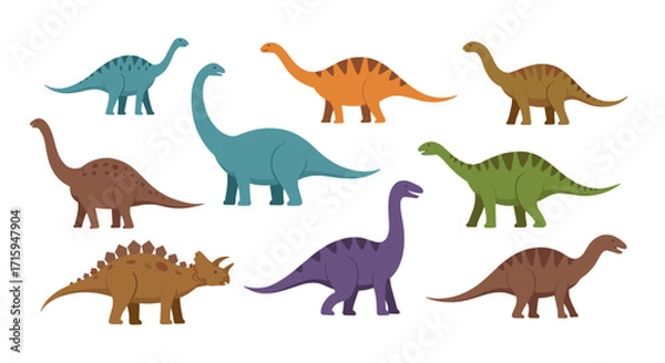 Obraz Colorful dinosaur collection for kids' projects and learning materials