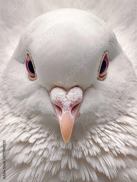 Obraz Hyper realistic close up of dove face with soft white feathers and expressive eyes in lifelike clarity