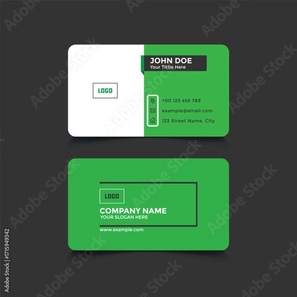 Obraz Minimal Green and White Corporate Business Card Template