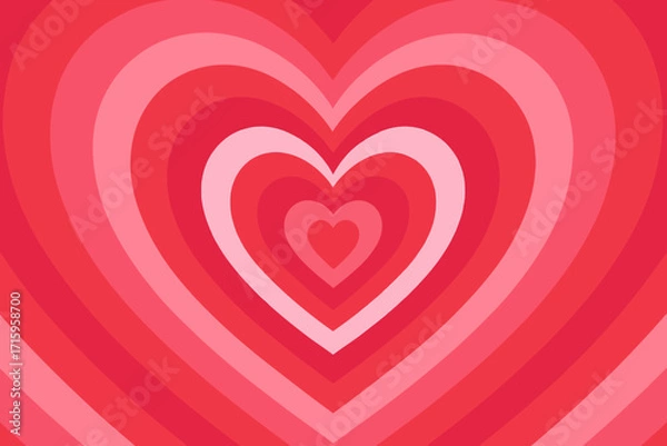 Fototapeta Abstract layered heart pattern with concentric pink and red hearts forming a romantic and vibrant background for Valentine and love design